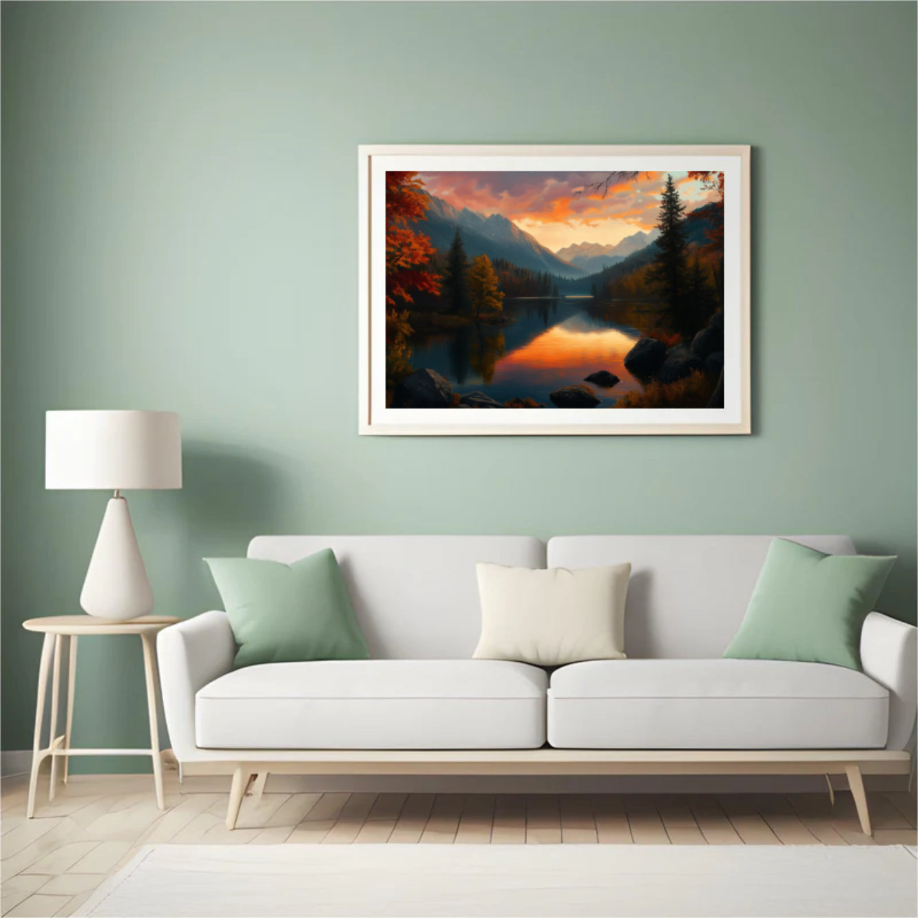 Diamantmalerei - Goldener Sonnenuntergangssee