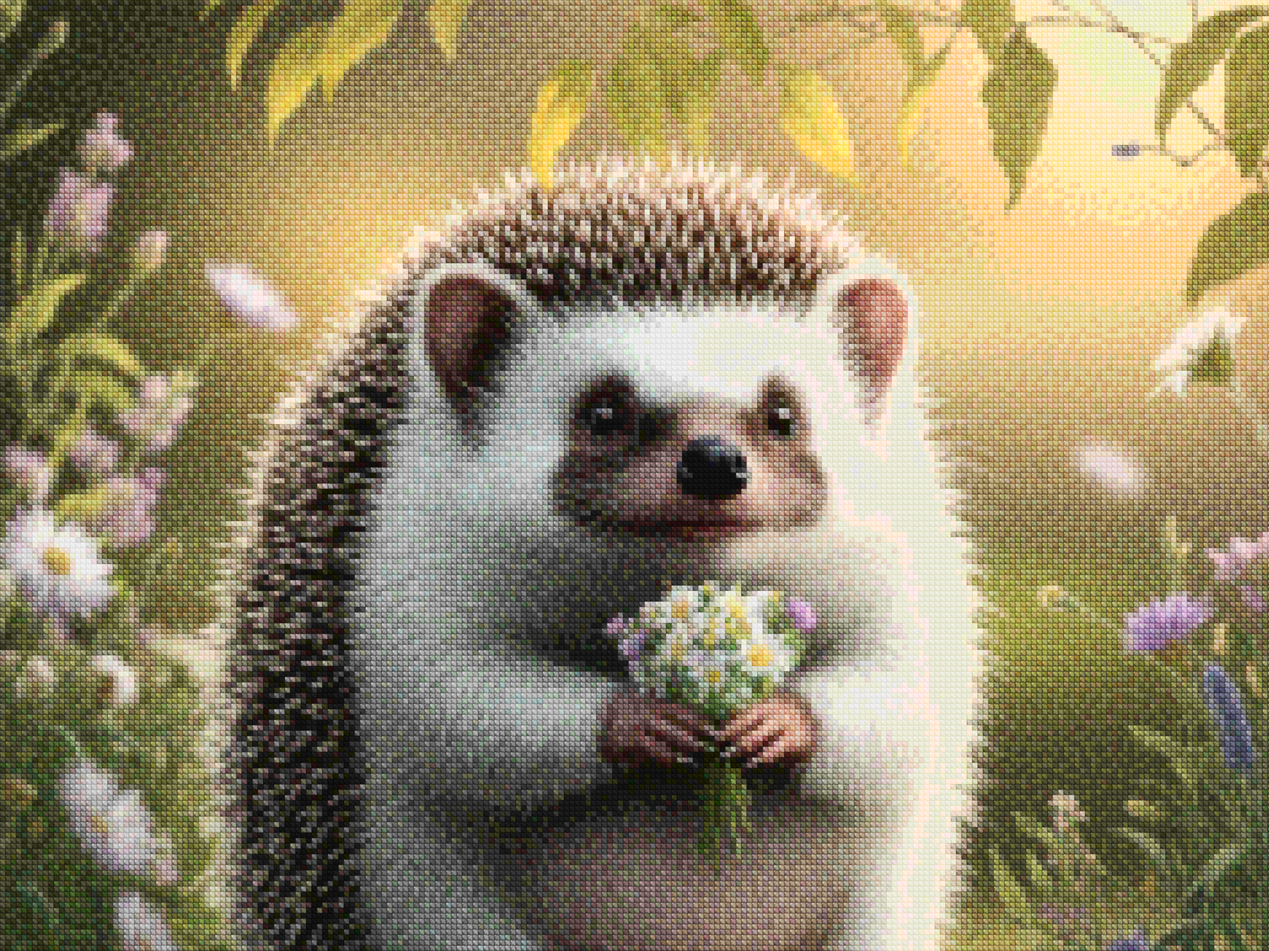 Diamantmalerei – Skurriler Igel mit floralen Akzenten