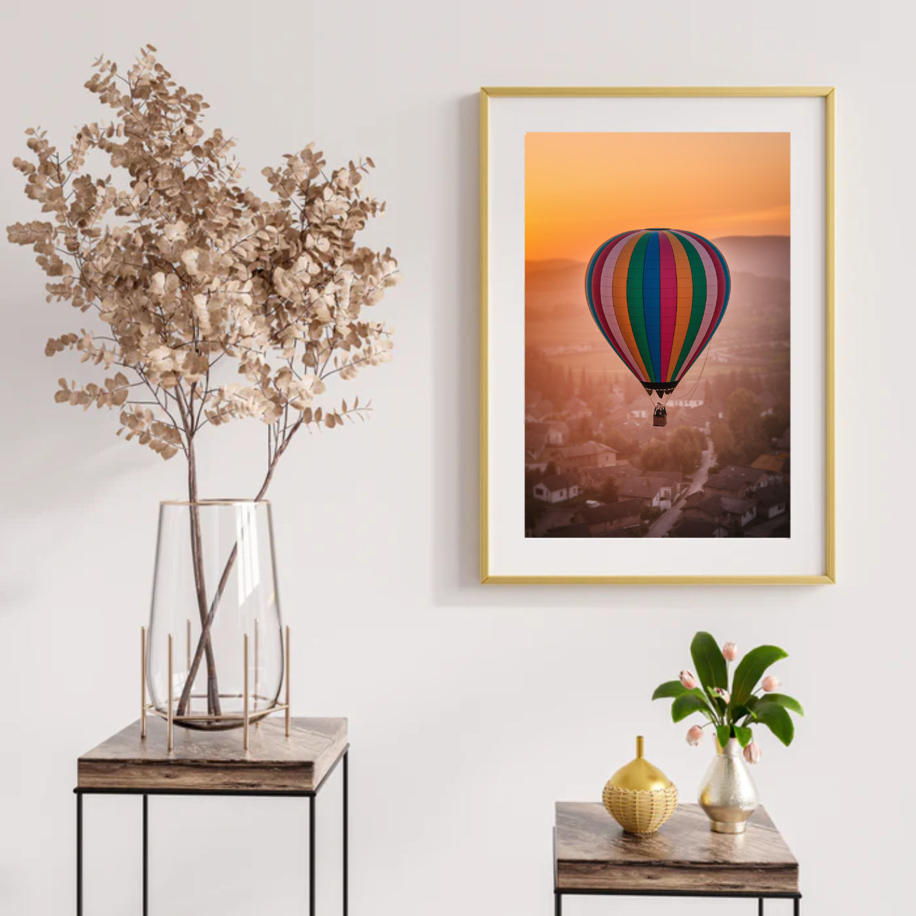 Diamantmalerei - Wunderliche Heißluftballons über einem Dorf