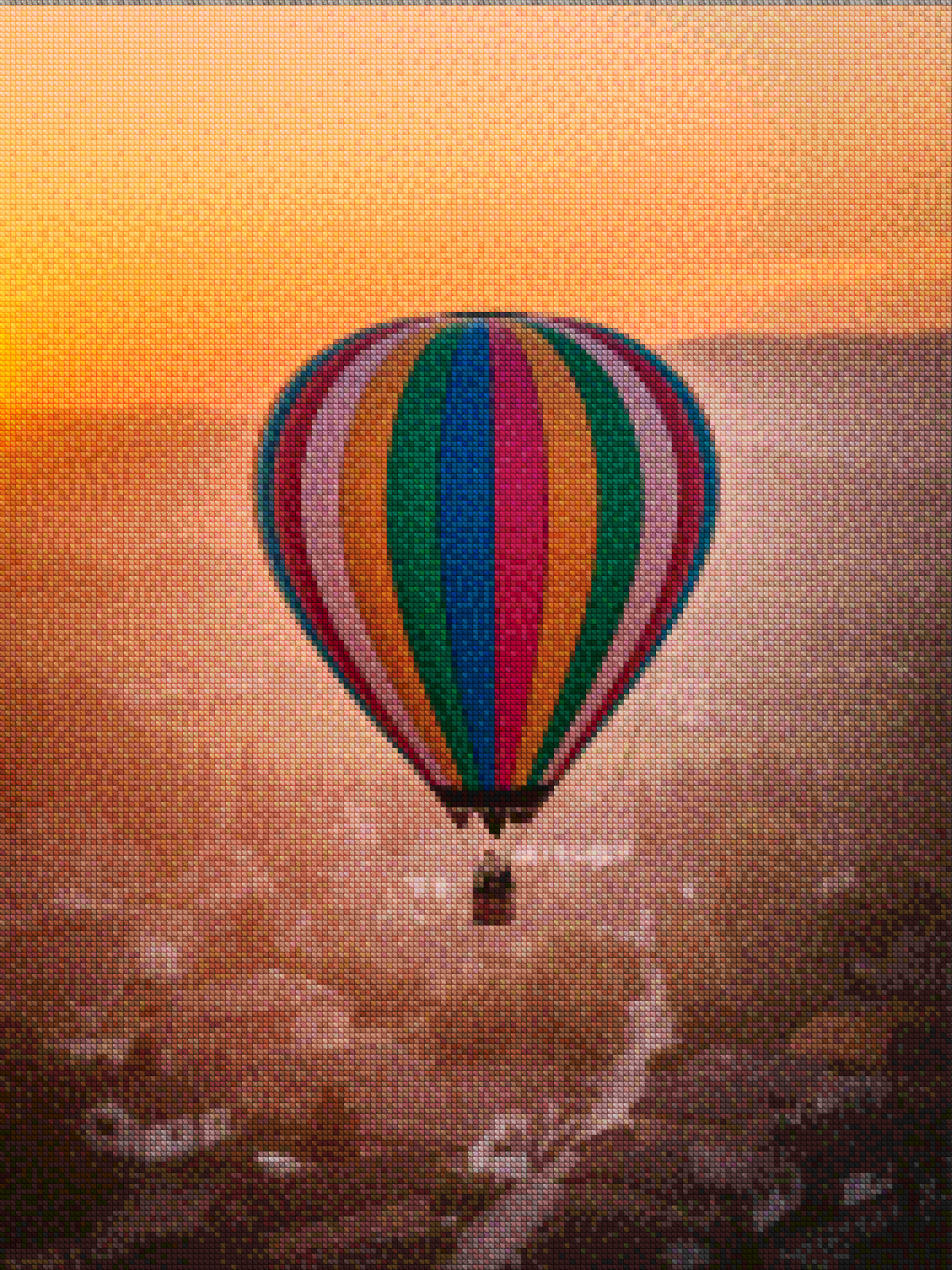 Diamantmalerei - Wunderliche Heißluftballons über einem Dorf