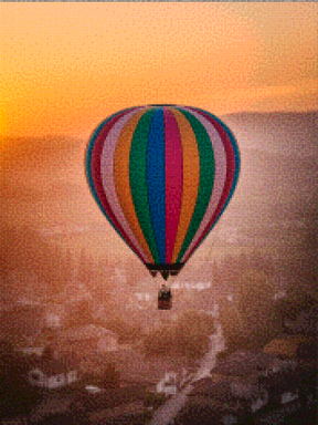 Diamantmalerei - Wunderliche Heißluftballons über einem Dorf