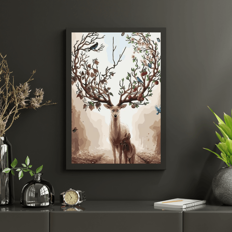 Diamond Painting - Hirsch mit Federgeweih - SEOS®