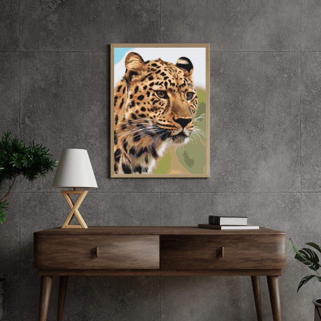 Diamantmalerei – Der Blick eines Leoparden auf die Jagd – SEOS®