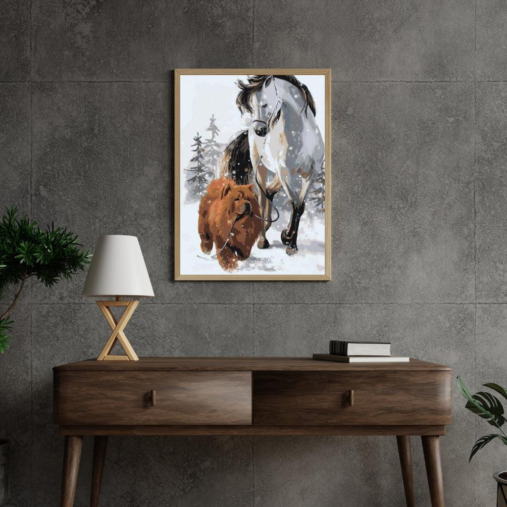Diamond Painting - Hund mit Pferd - SEOS®