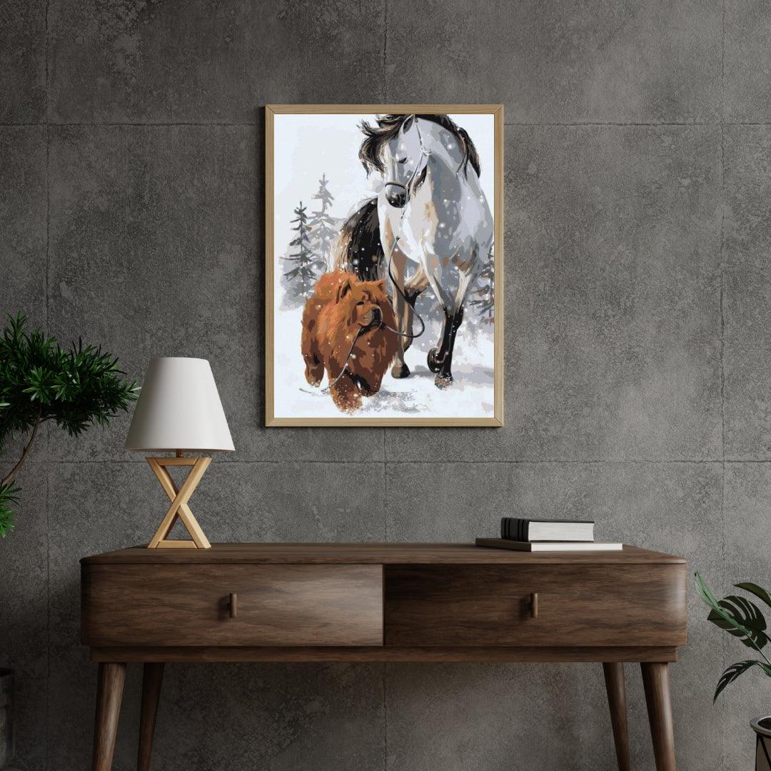 Diamond Painting - Hund mit Pferd - SEOS®
