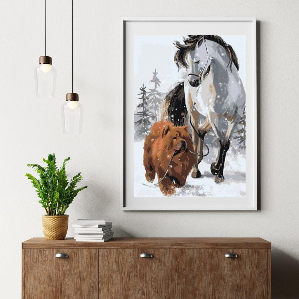 Diamond Painting - Hund mit Pferd - SEOS®