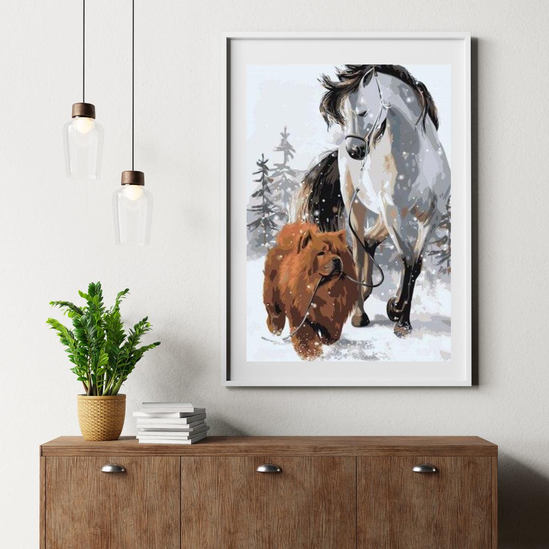 Diamond Painting - Hund mit Pferd - SEOS®