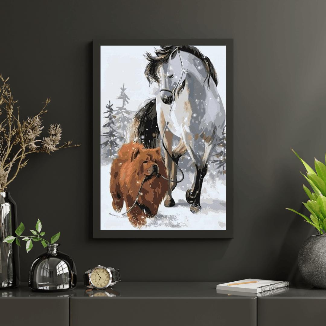Diamond Painting - Hund mit Pferd - SEOS®