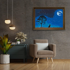 Diamantmalerei – Heulender Hund bei Vollmond – SEOS®