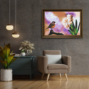 Diamantmalerei – Hyazinthe und Vogel – SEOS®