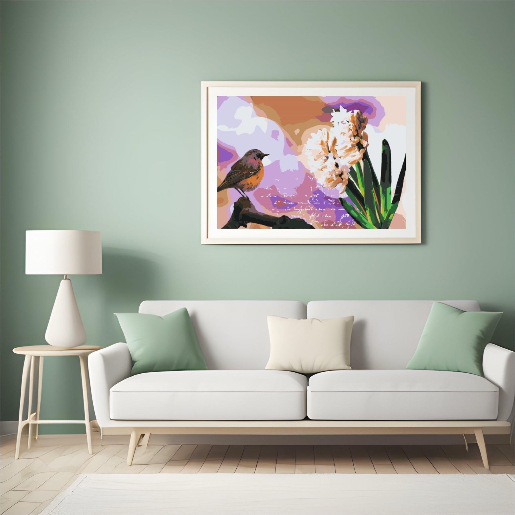 Diamantmalerei – Hyazinthe und Vogel – SEOS®