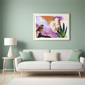 Diamantmalerei – Hyazinthe und Vogel – SEOS®