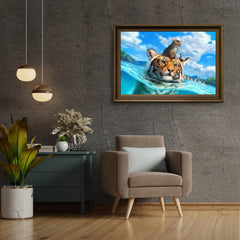 Diamantmalerei – Katze und Tiger im Meer – SEOS®