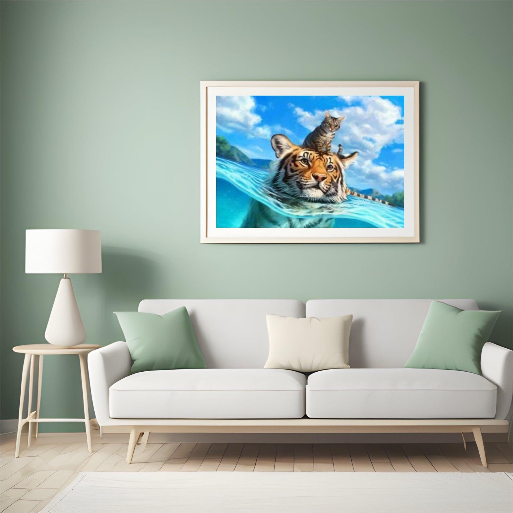 Diamantmalerei – Katze und Tiger im Meer – SEOS®