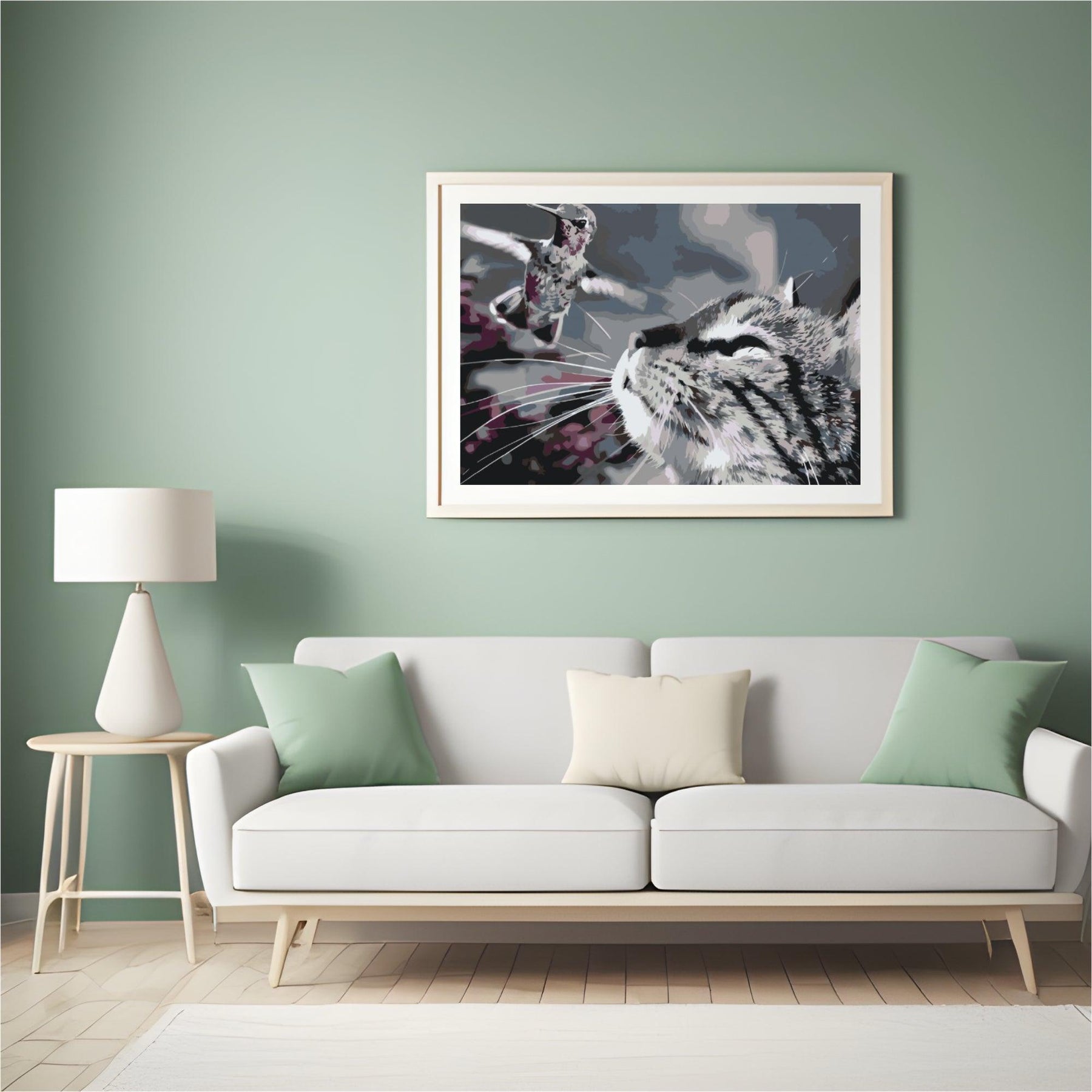 Diamantmalerei – Katze und Vogel – SEOS®