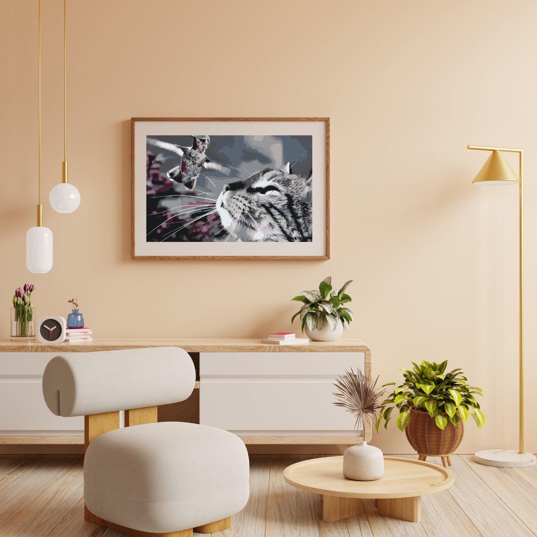 Diamantmalerei – Katze und Vogel – SEOS®