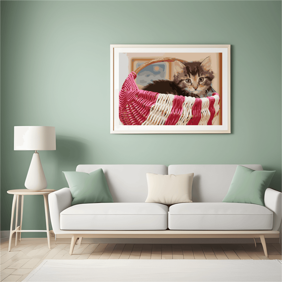 Diamantmalerei - Katze im Korb - SEOS®