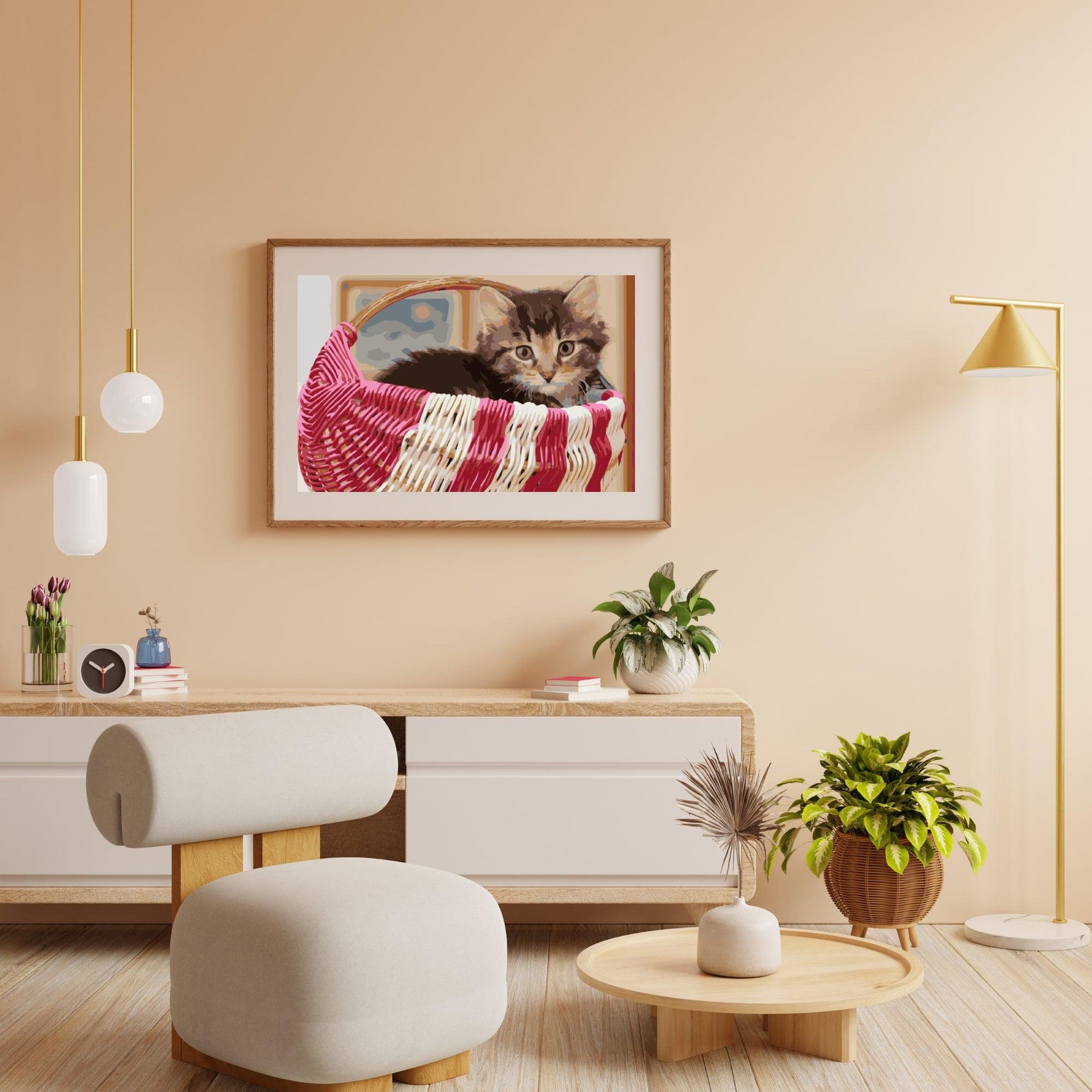 Diamantmalerei - Katze im Korb - SEOS®