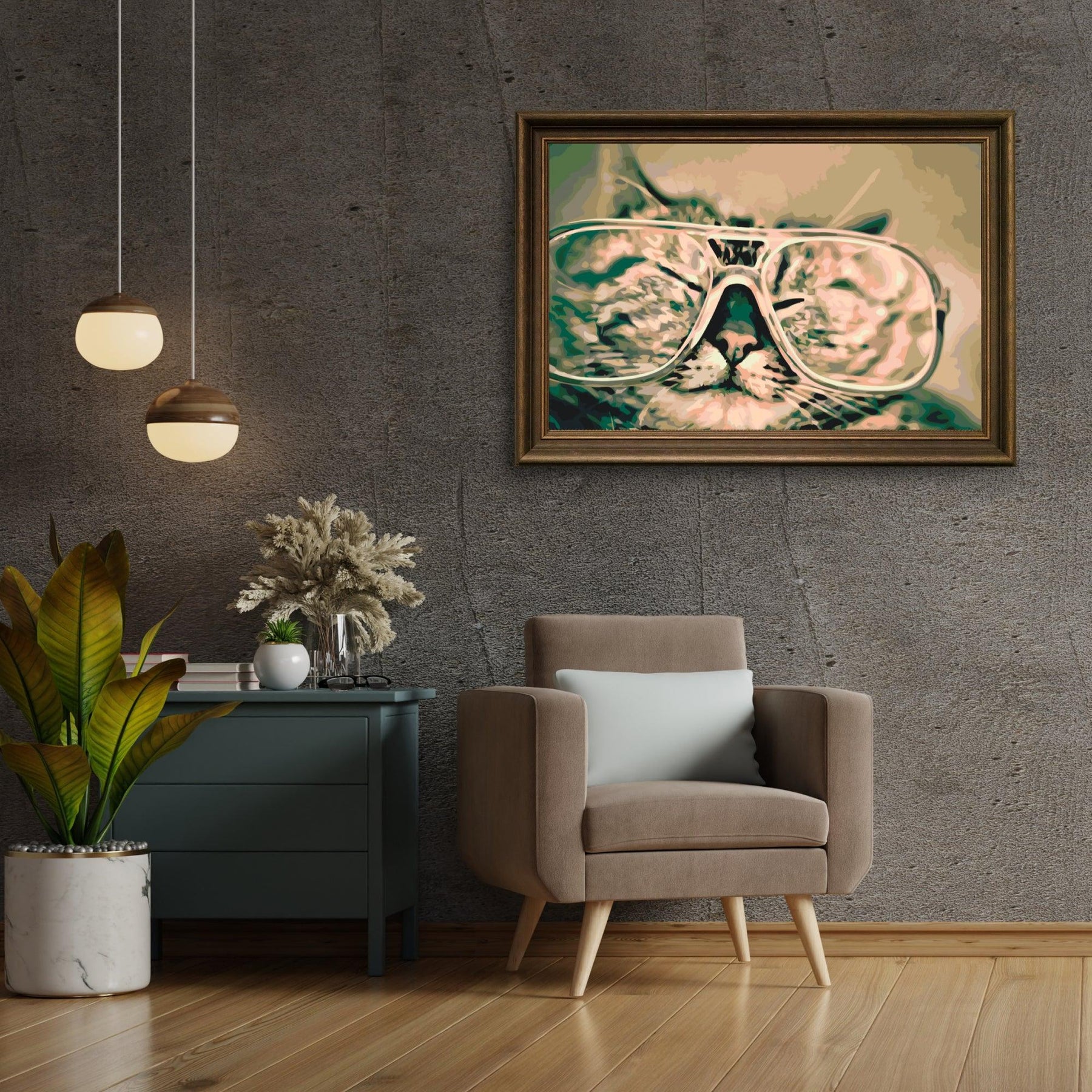 Diamantmalerei - Katze mit Brille - SEOS®