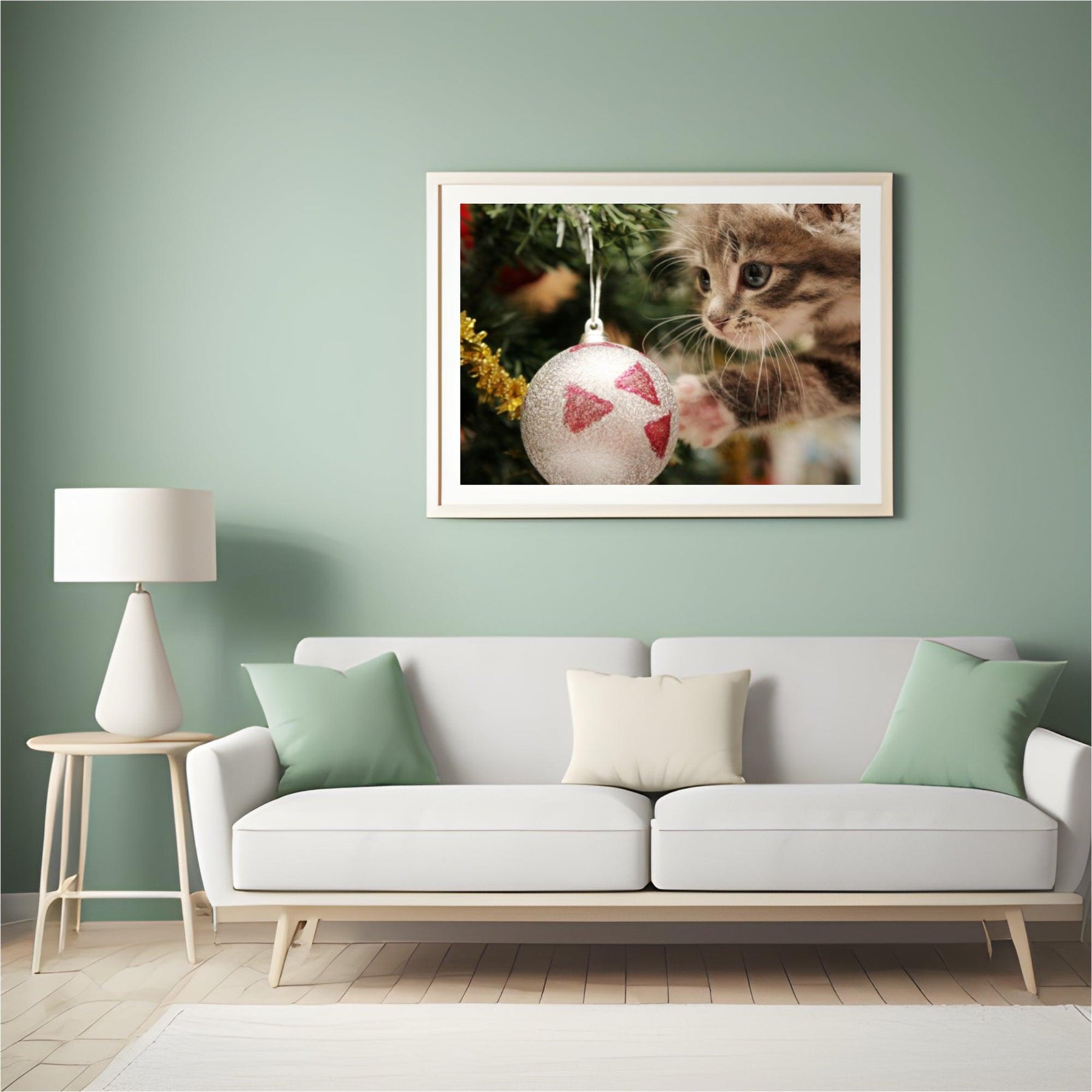 Diamond Painting - Katze mit Weihnachtskugel - SEOS®