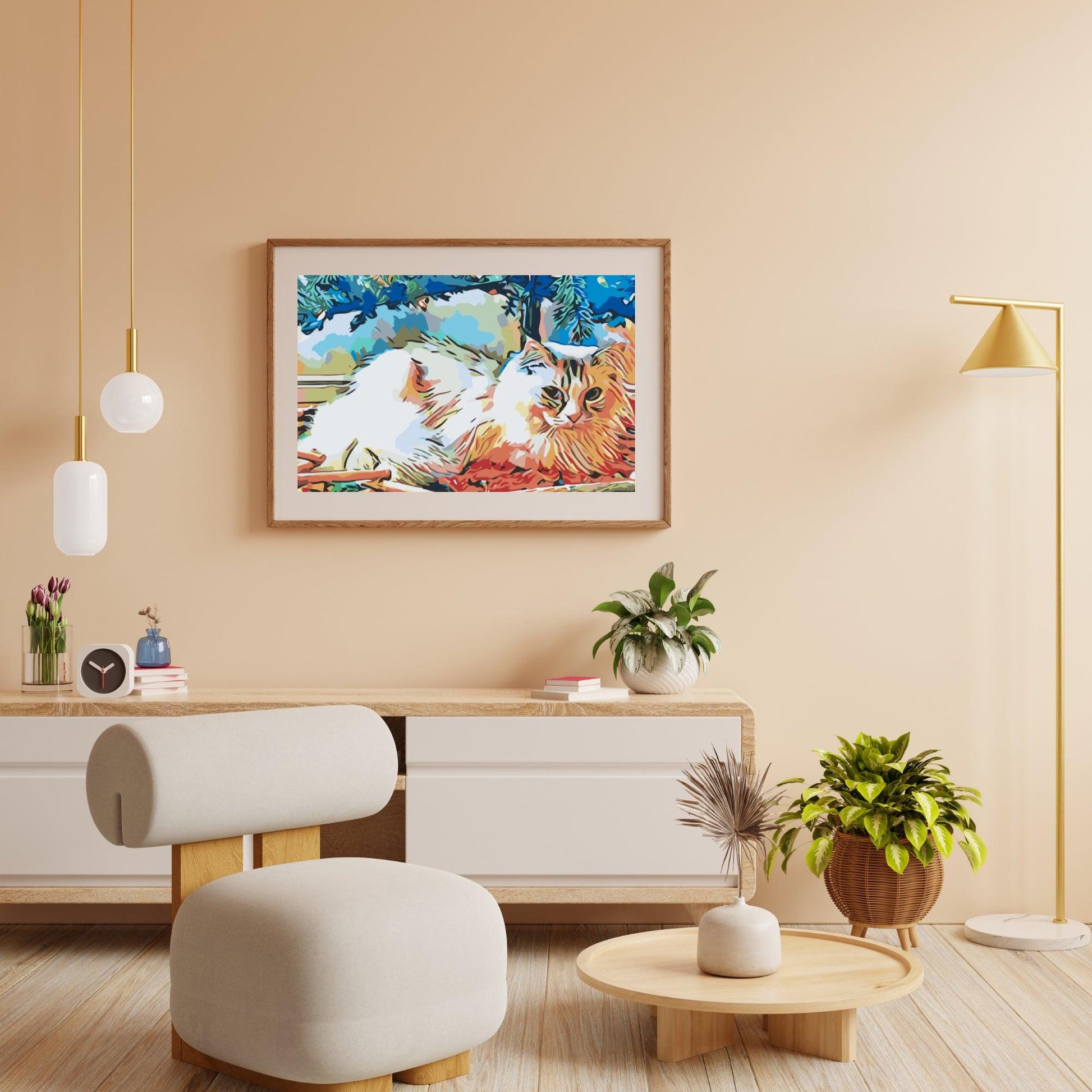 Diamantmalerei - Katze unter dem Baum - SEOS®