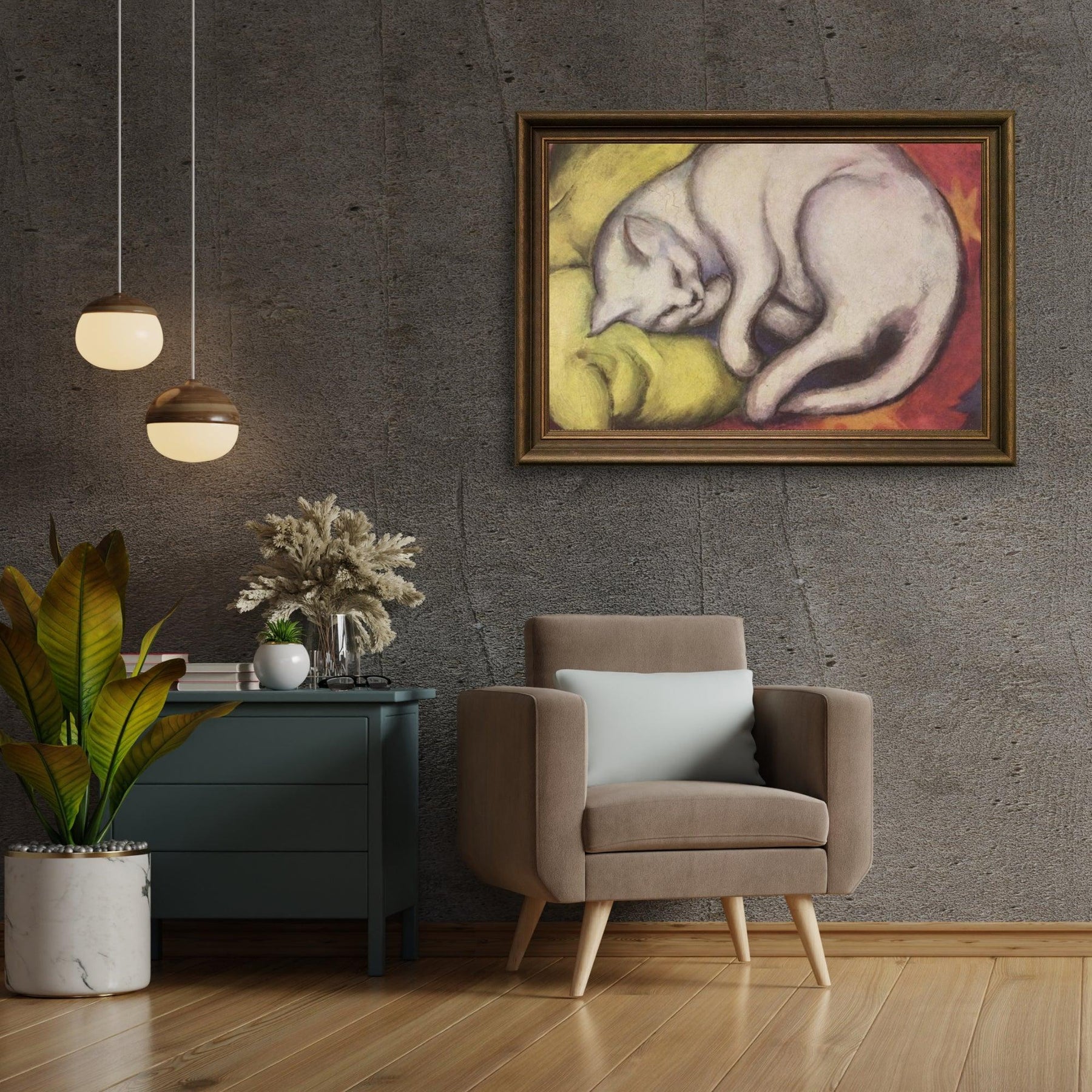 Diamantmalerei – Katze auf einem gelben Kissen – SEOS®