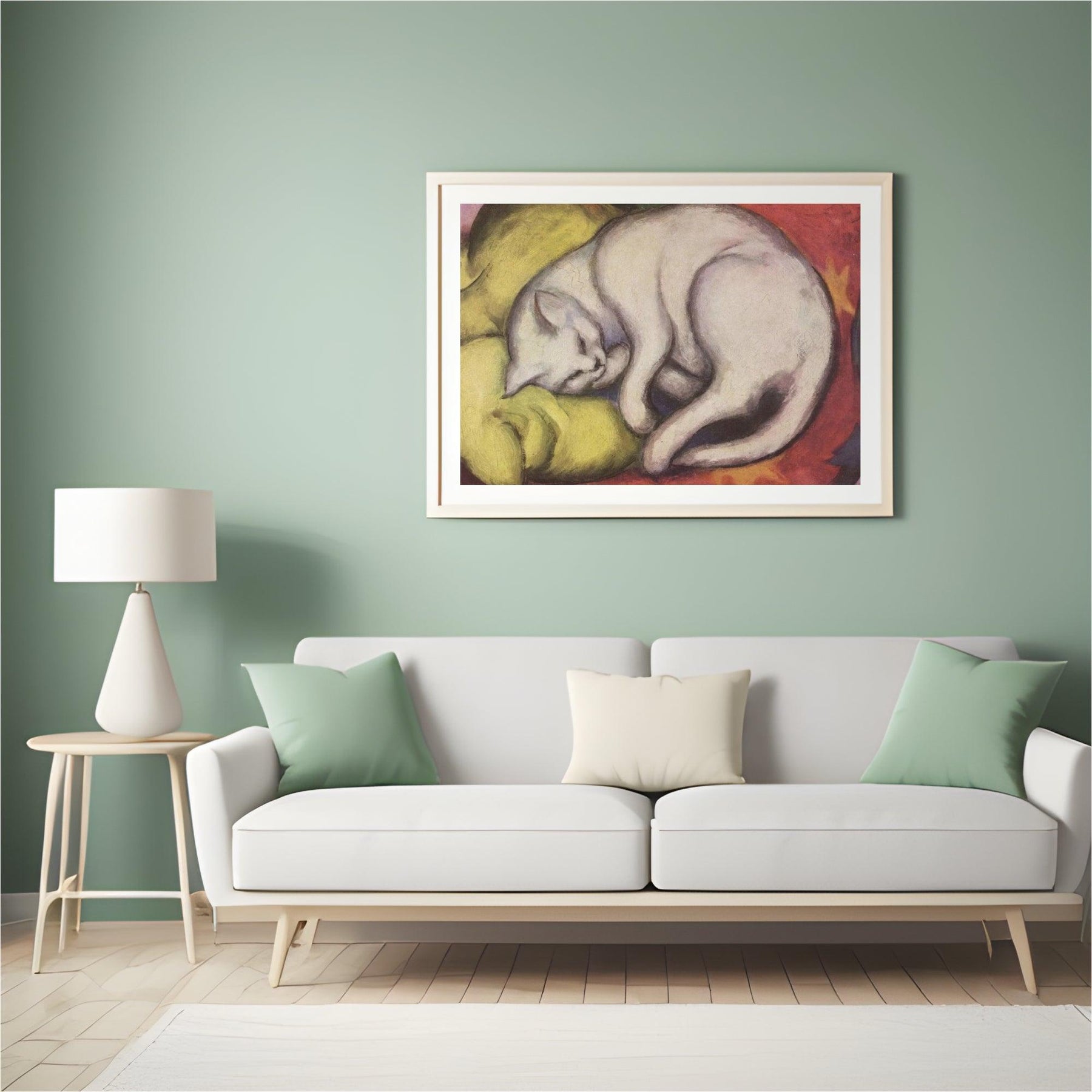 Diamantmalerei – Katze auf einem gelben Kissen – SEOS®