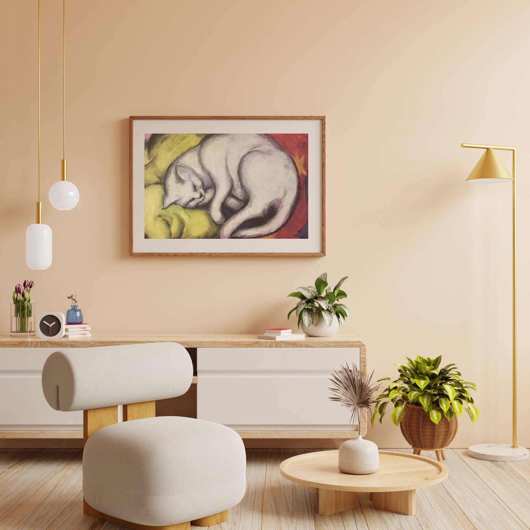 Diamantmalerei – Katze auf einem gelben Kissen – SEOS®