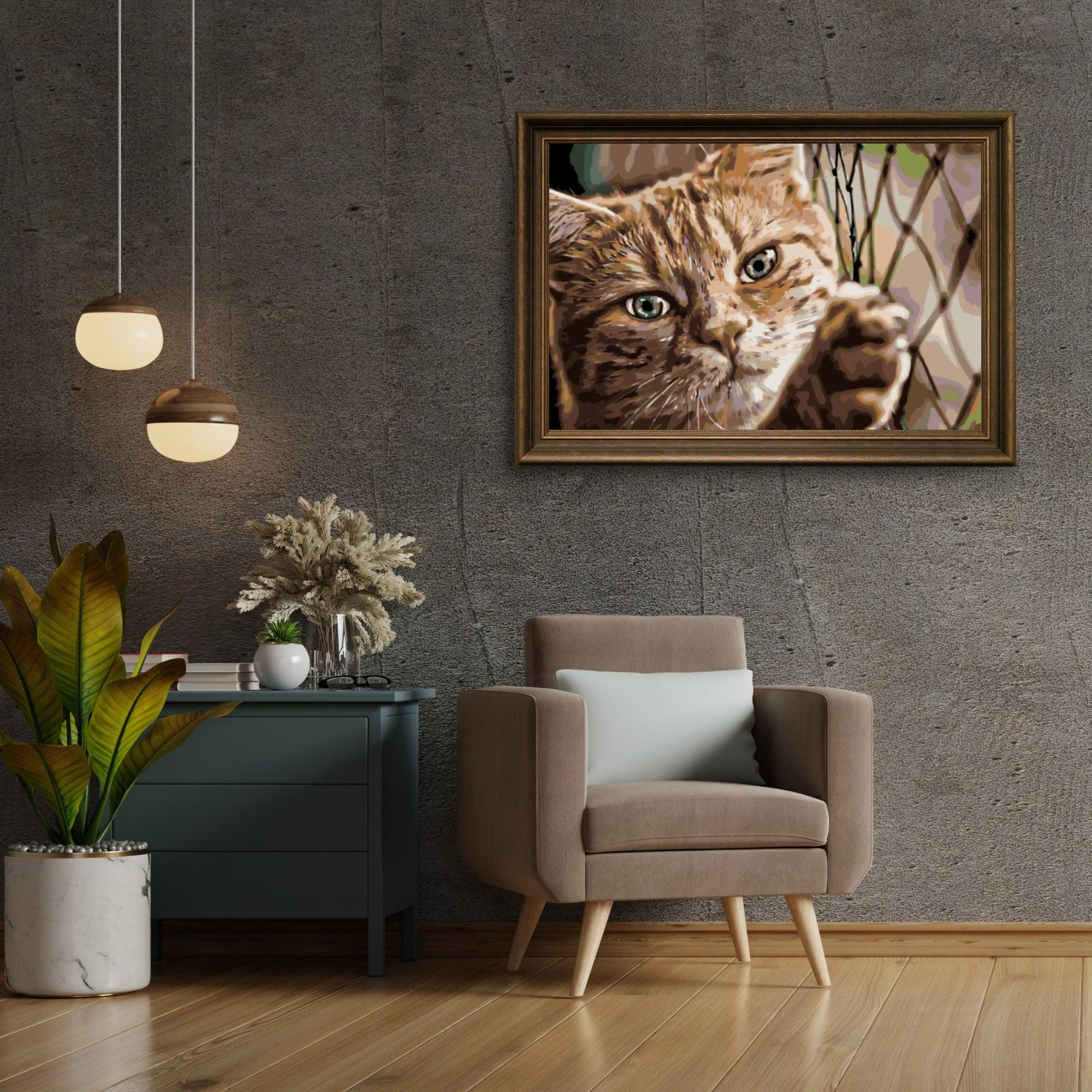 Diamantmalerei - Katze auf dem Zaun - SEOS®
