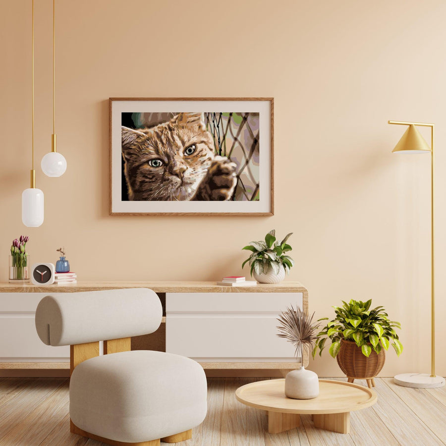 Diamantmalerei - Katze auf dem Zaun - SEOS®