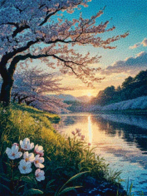 Diamantmalerei - Kirschblüten in der Dämmerung