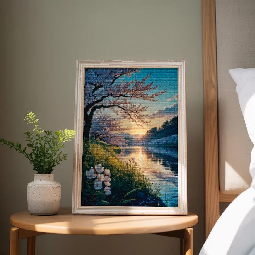 Diamantmalerei - Kirschblüten in der Dämmerung