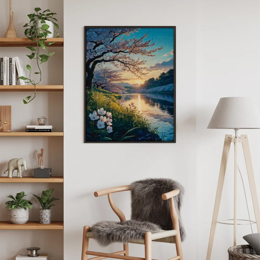 Diamantmalerei - Kirschblüten in der Dämmerung