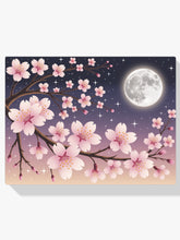 Diamantmalerei – Kirschblüten vor einem mondbeschienenen Himmel