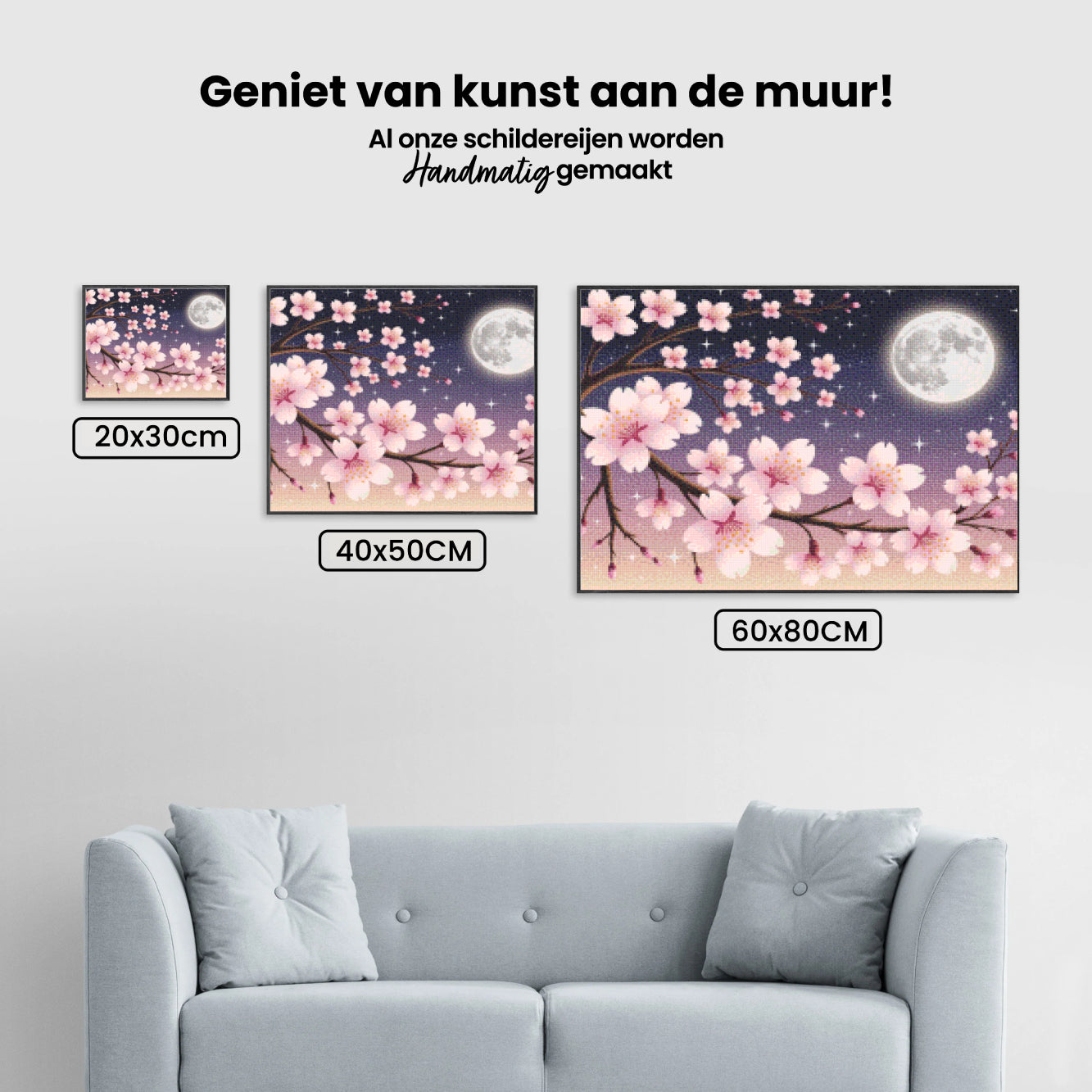 Diamantmalerei – Kirschblüten vor einem mondbeschienenen Himmel