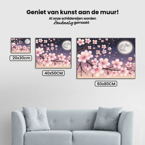 Diamantmalerei – Kirschblüten vor einem mondbeschienenen Himmel