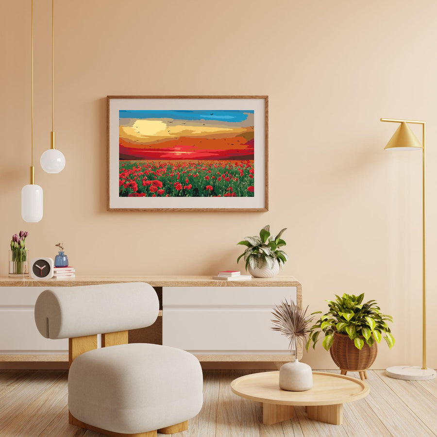 Diamantmalerei - Mohnfeld bei Sonnenuntergang - SEOS Shop ®