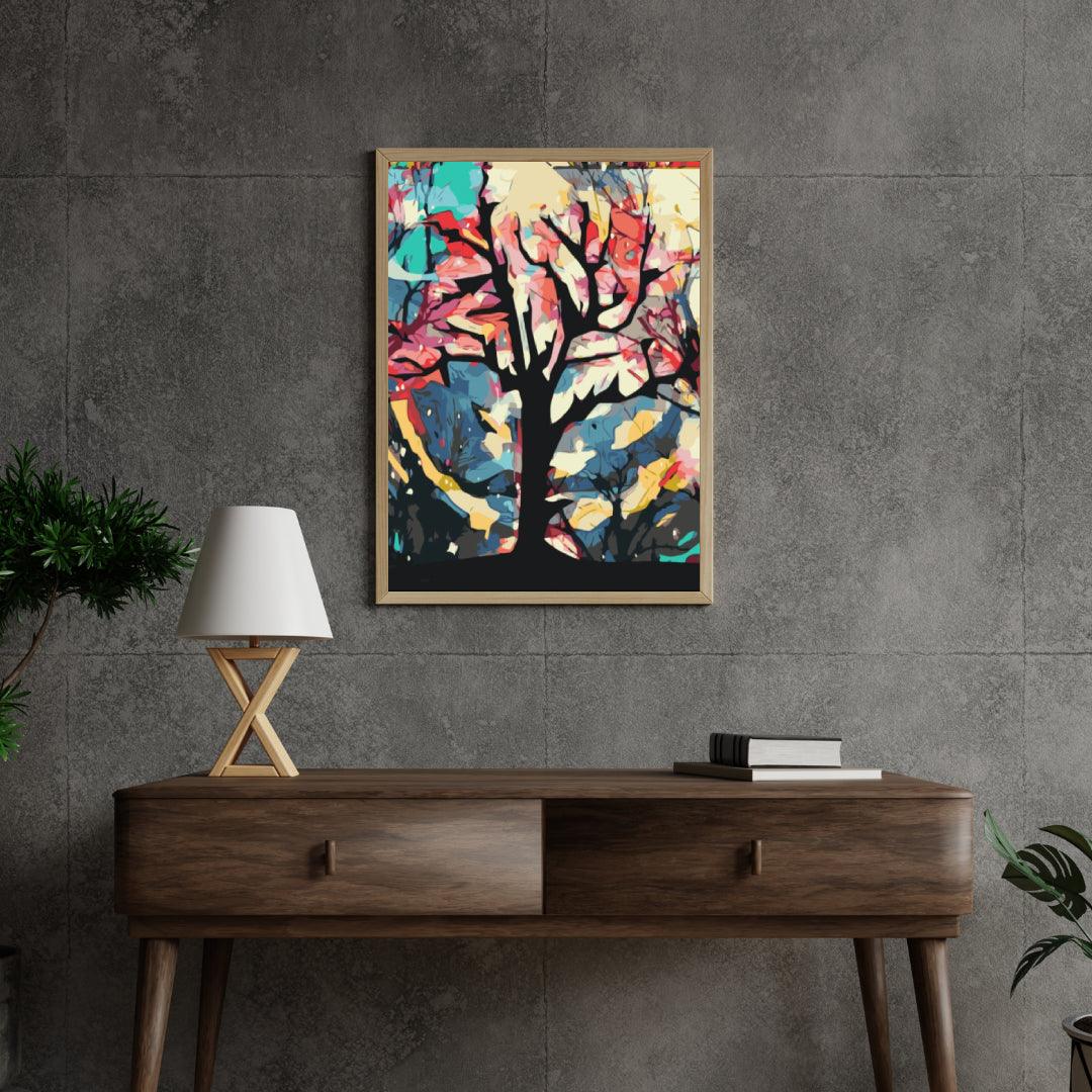 Diamantmalerei - Bunter Hintergrund hinter dem Baum - SEOS Shop ®