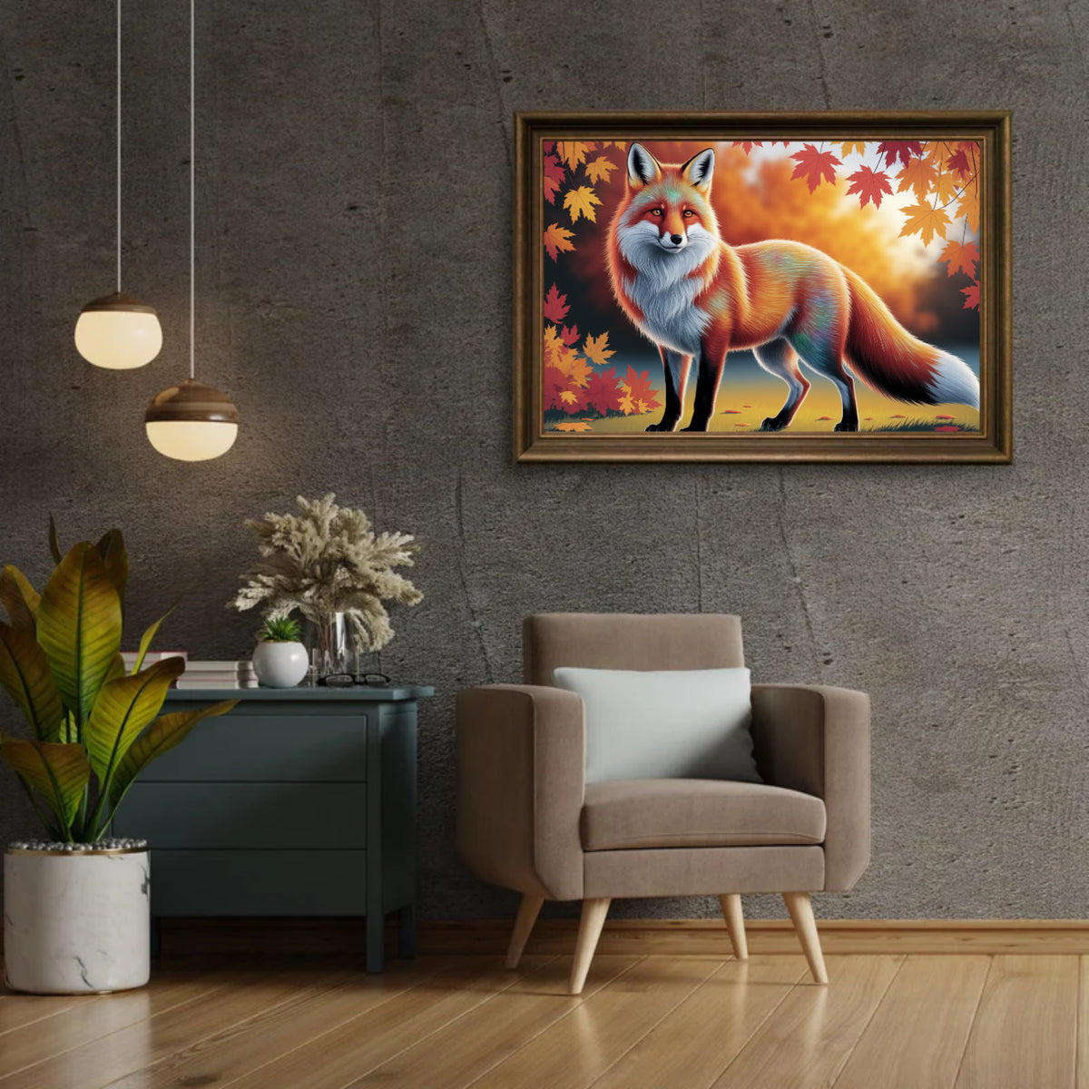 Diamond Painting - Bunter Fuchs mit wallendem Fell
