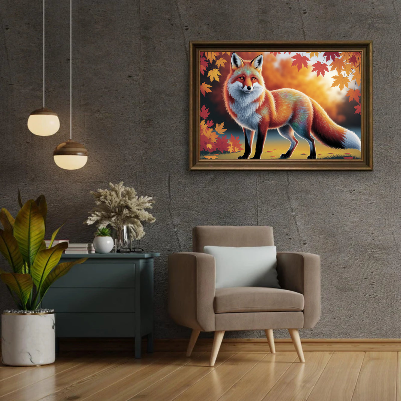 Diamond Painting - Bunter Fuchs mit wallendem Fell