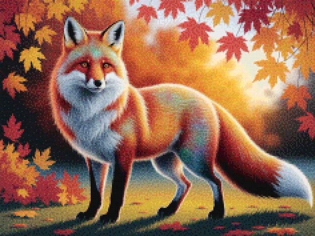 Diamond Painting - Bunter Fuchs mit wallendem Fell