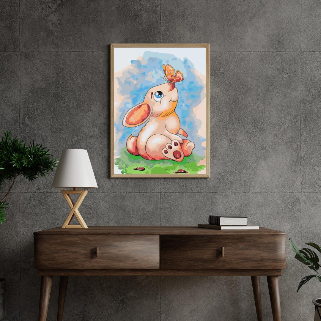 Diamond Painting - Kaninchen mit Schmetterling auf der Nase - SEOS®