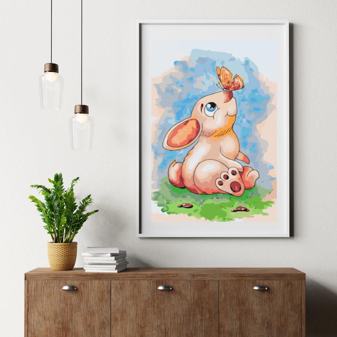 Diamond Painting - Kaninchen mit Schmetterling auf der Nase - SEOS®