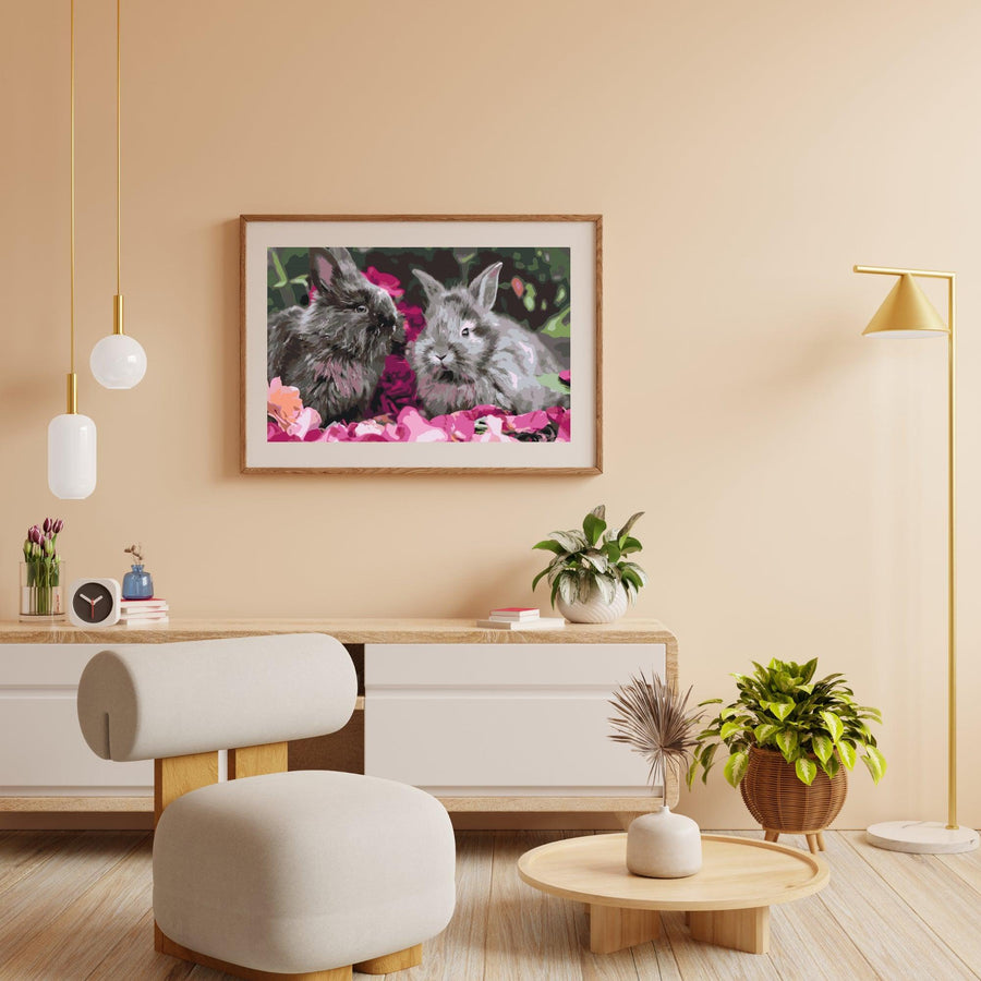 Diamond Painting - Kaninchen zwischen Blumen - SEOS®