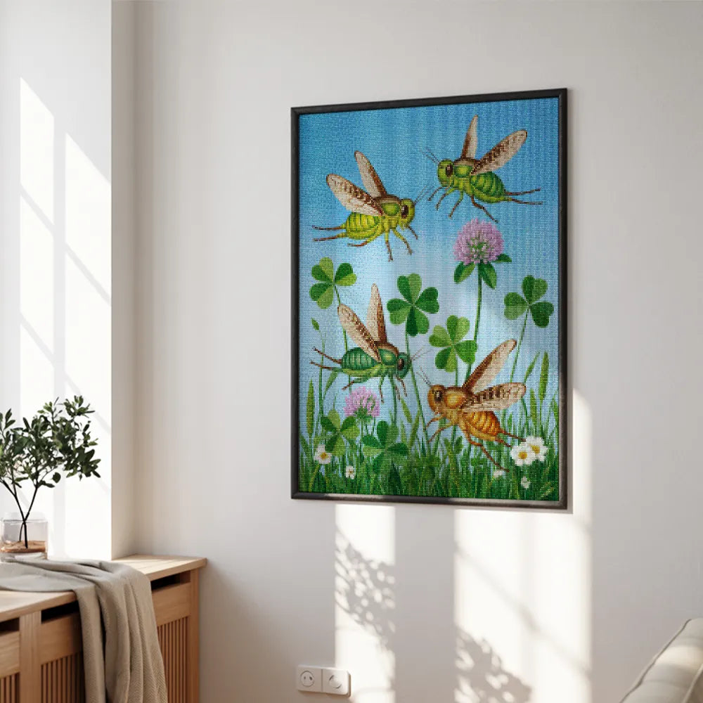 Diamantmalerei – Grillen und Klee