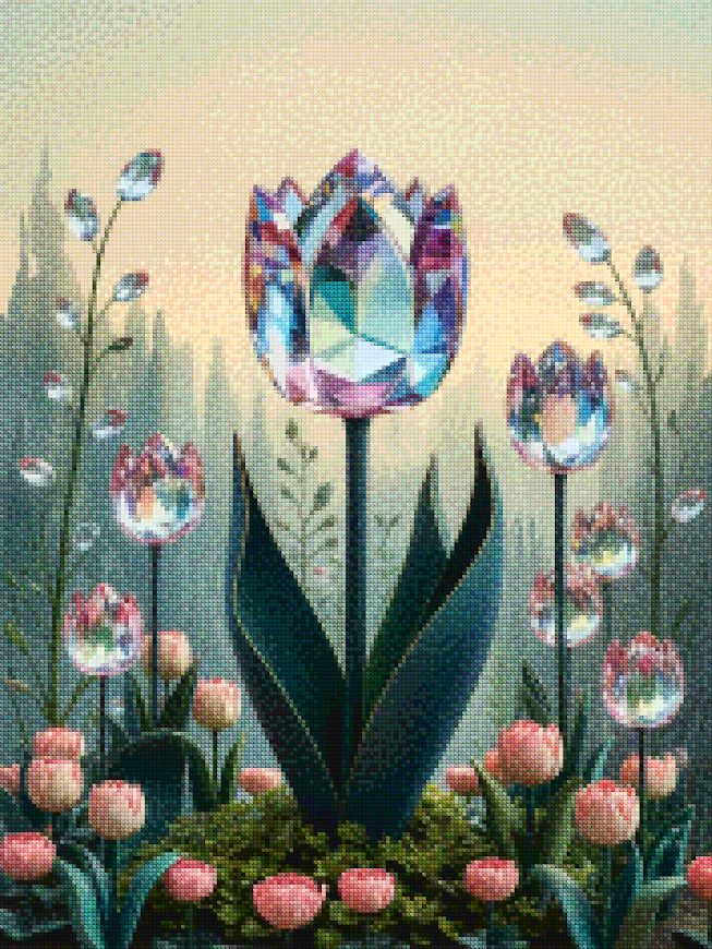 Diamantmalerei - Kristall-Tulpenblüte V1
