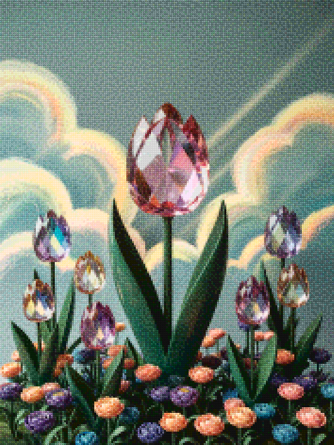 Diamantmalerei - Kristall-Tulpenblüte V2