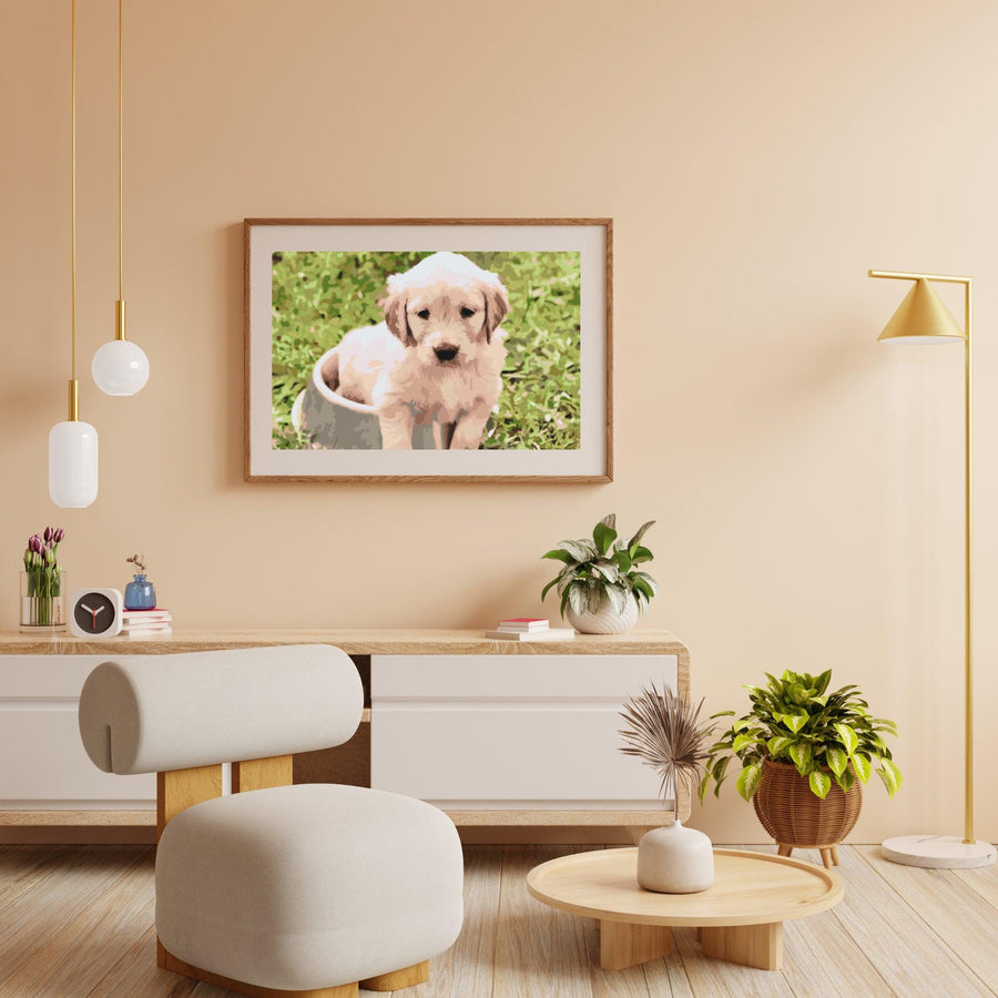 Diamantmalerei – Labrador in einer Schüssel – SEOS®