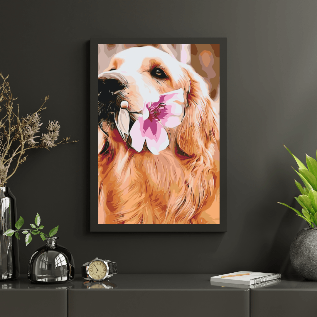 Diamond Painting - Labrador mit Blume - SEOS®