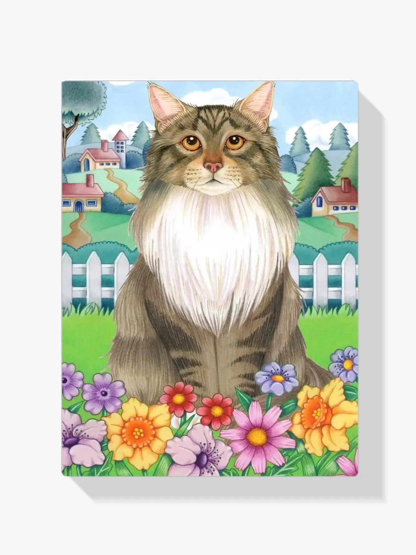 Diamantmalerei - Frühlings-Maine-Coon